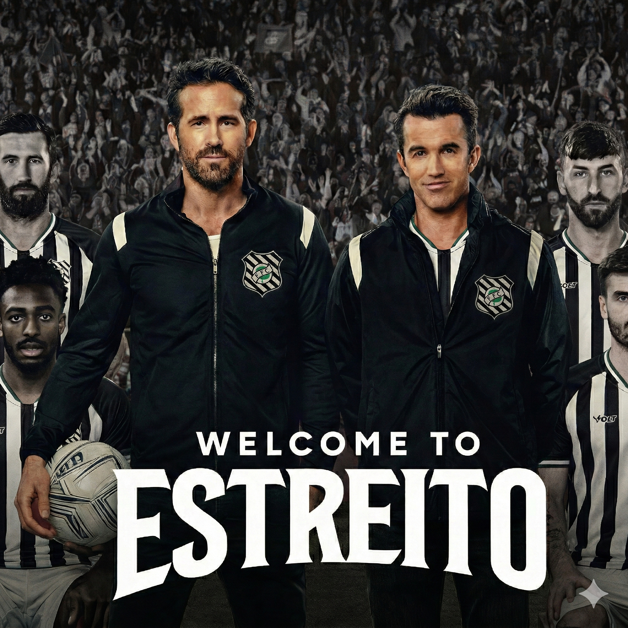 Welcome to Estreito — Ryan Reynolds and Rob McElhenney with Figueirense